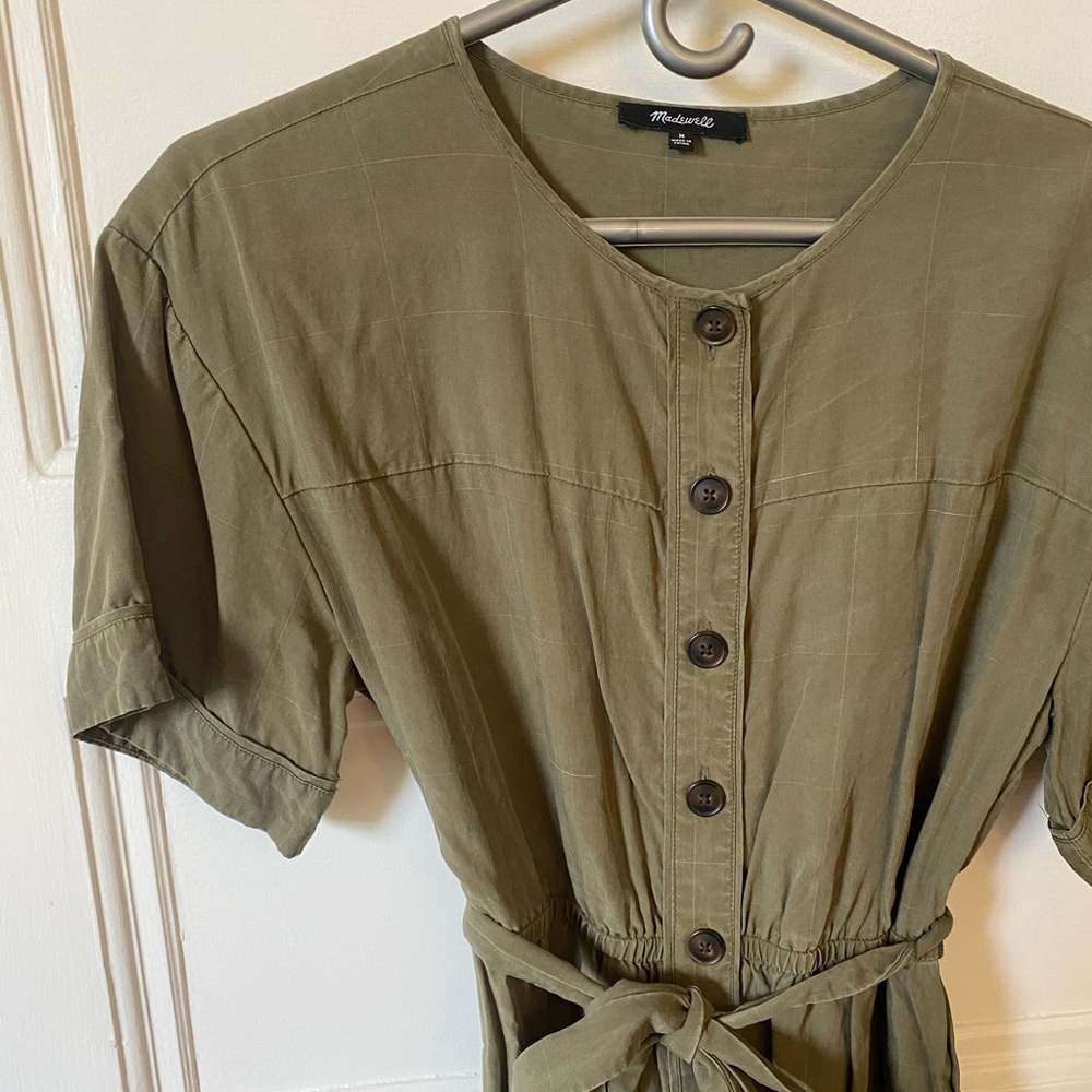 Olive Green Button-Down Jumpsuit - image 3